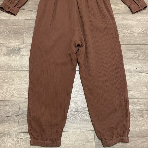Madewell Lightspun Lightweight Gauze Tapered-Leg Jumpsuit Hot Cocoa Brown Sz 14 - Picture 9 of 9